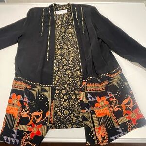 Platinum by Dorothy Schoelen Vintage Artsy Open-Front Long Blazer/Jacket-medium